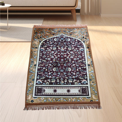 Thick Flannel Qibla Mat Convenient Stain Resistant Prayer Mat